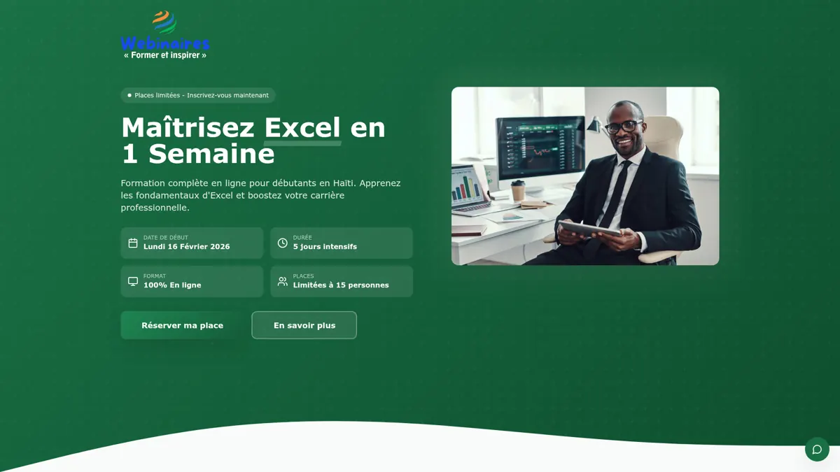 Aperçu du site Excel Haïti — formation Excel en ligne